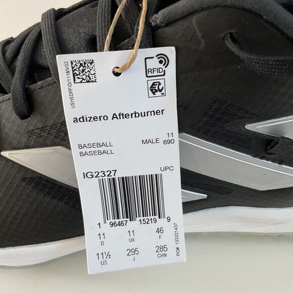 Adidas Adizero Afterburner 9 Baseball Turf Shoes Mens Sz 11.5 Core Black IG2327 - Picture 3 of 15